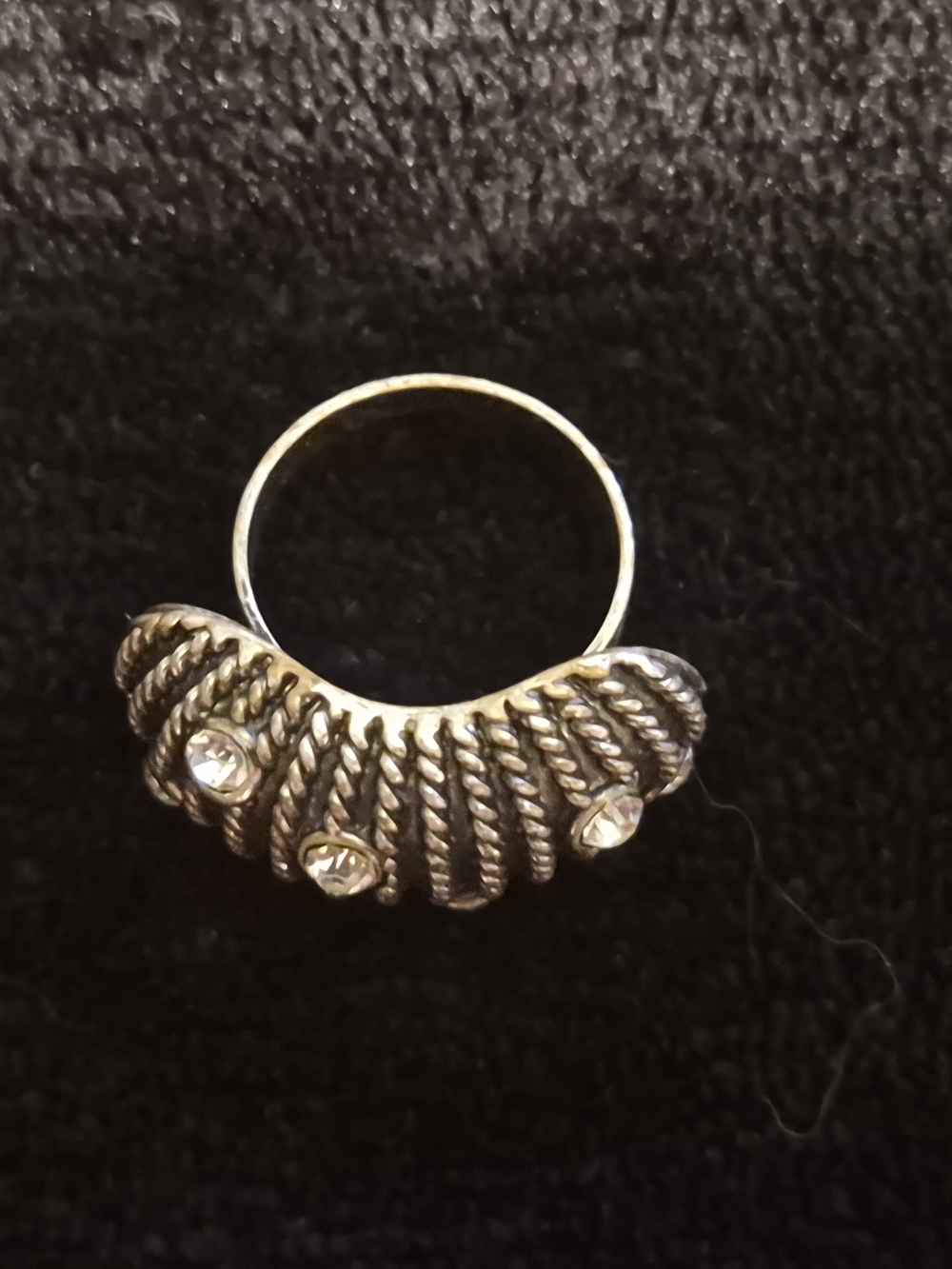 Silver Tone Rhinestone Statement Ring - Picture 3 of 6